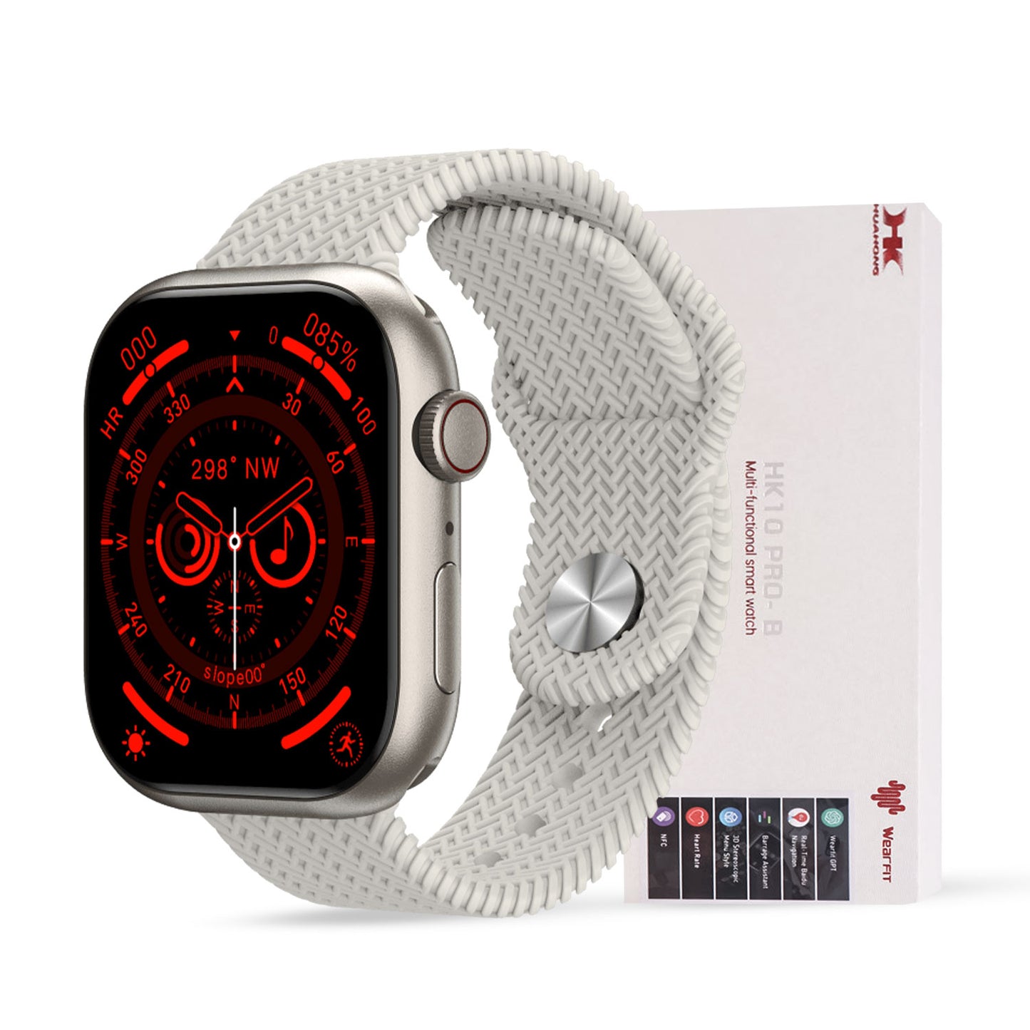 HK10 PRO B 2.02 AMOLED DISPLAY G-SENSOR AI FEATURES WITH WEARFIT PRO APP 2 STRAPS SILVER