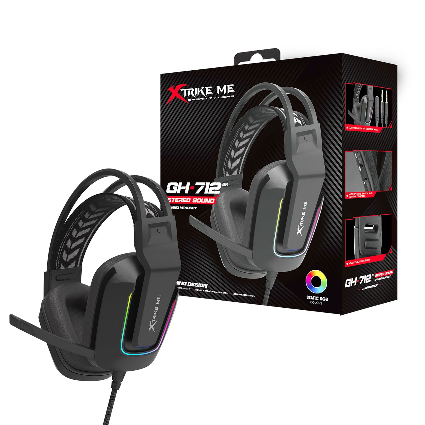 XTRIKE ME GH712 RGB GAMING HEADSET WITH NOISE REDUCTION MICROPHONE WHITE